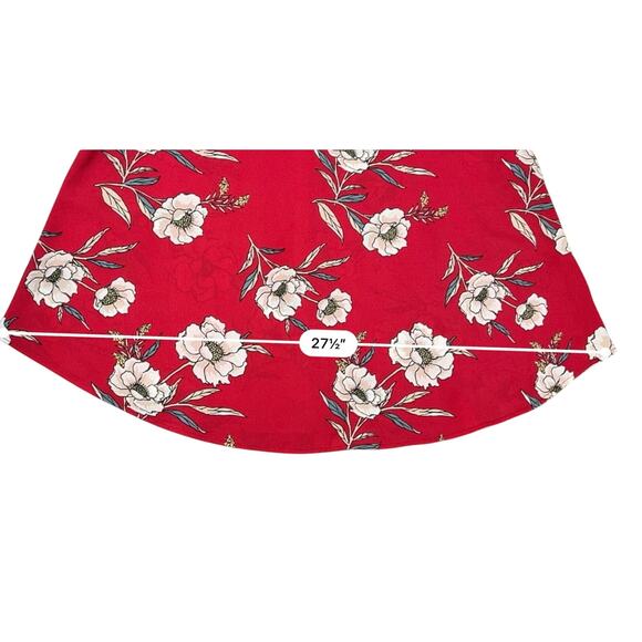 URBAN Romantics Red Floral Swing Blouse LARGE Keyhole Neck Ruffle Sleeves NWOT - Picture 6 of 9